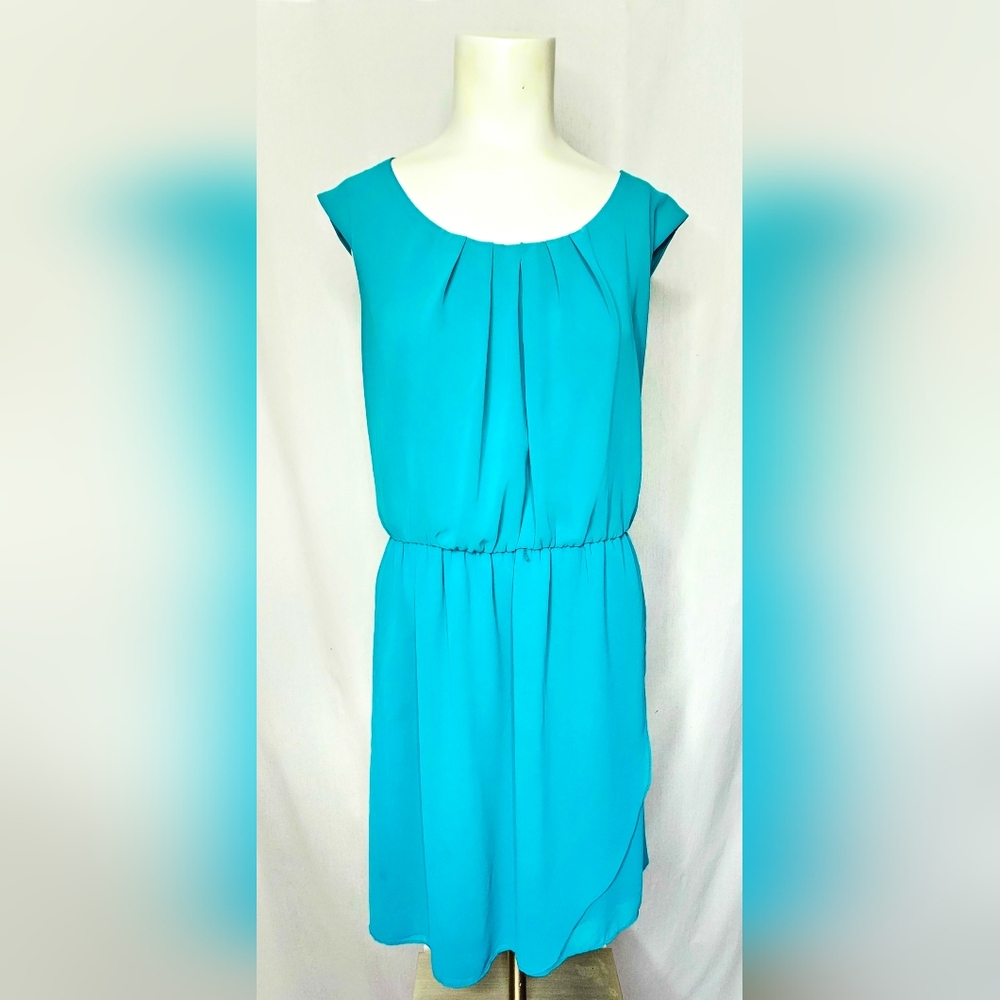 AB Studio Teal‎ Sleeveless Drape Front Dress Size L